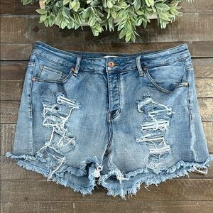 Special A Plus 1XL Distressed Cut Off Denim Shorts Medium Wash